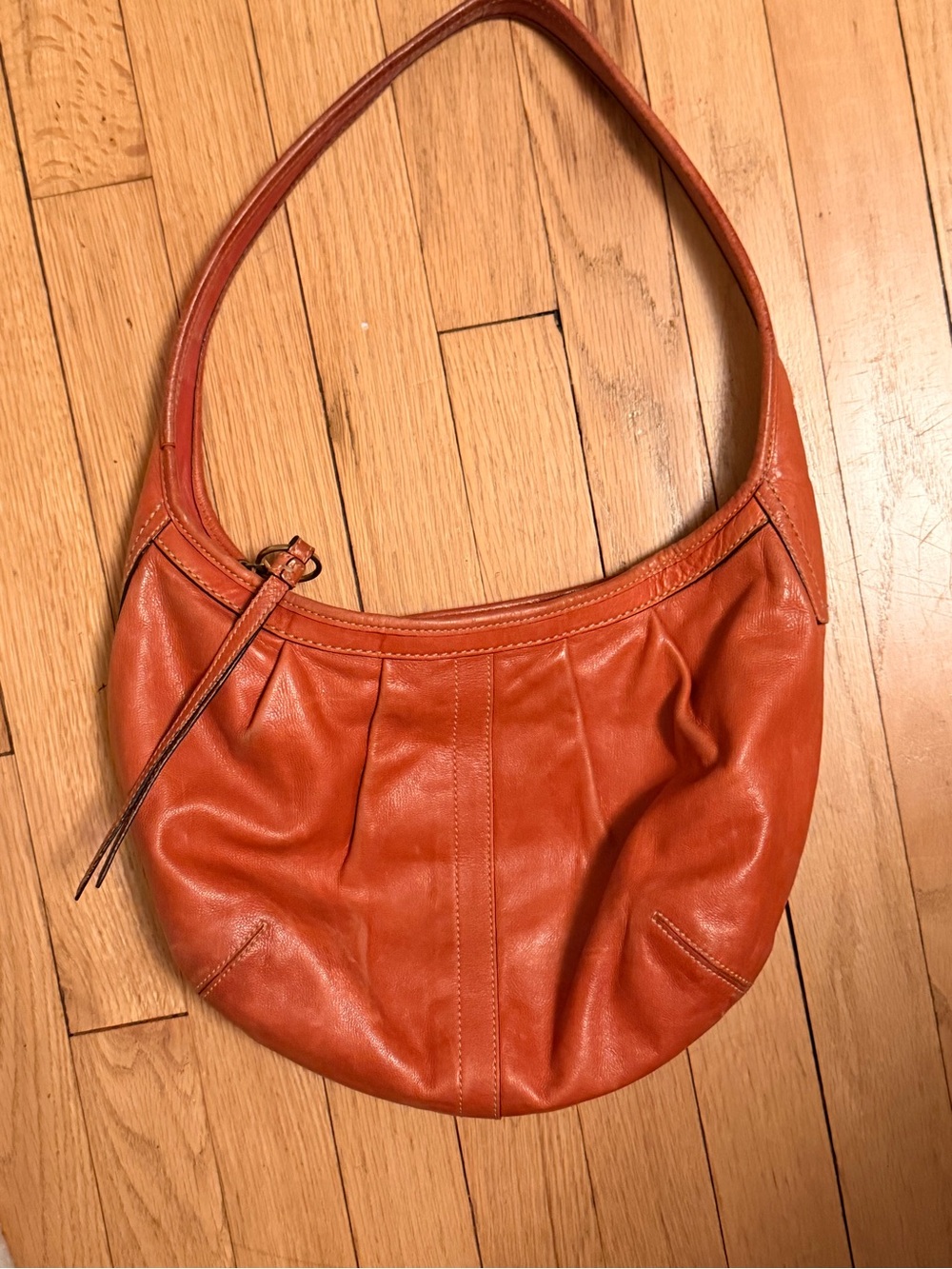 Vintage 2008 Coach Pleated Hobo Ergo Bag Coral Orange Y2K